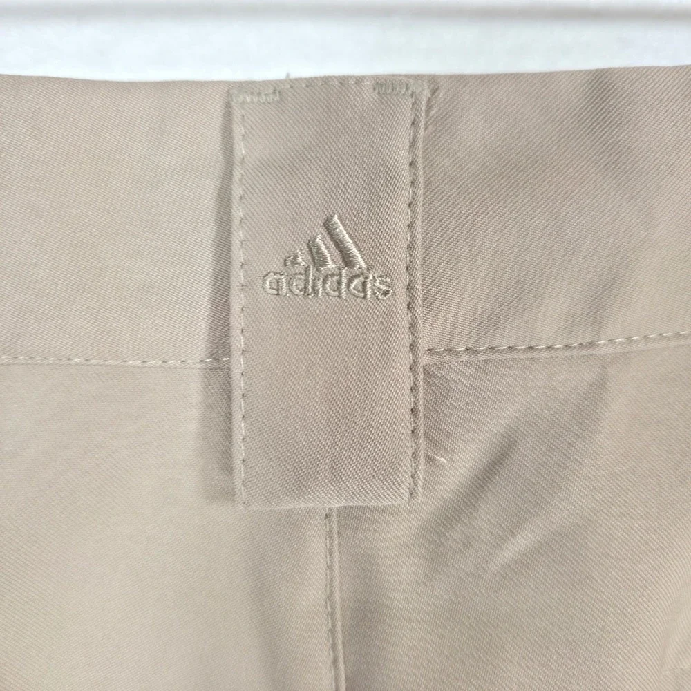 Adidas Mens Climalite Golf Pants Khaki Tan Beige Stretch 3-Stripe 36 x 38 NEW